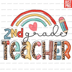 Second Grade Teacher | Second Grade Teacher PNG | 2nd Grade Teacher Circle Leopard File Sublimation Or Print For Shirt | Instant Download