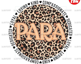 Para PNG, Para Sublimations, Paraprofessional Educator PNG File Leopard Design Sublimation Or Print For Shirt, Para Clipart Instant Download