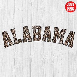 Design de sublimação de impressão de leopardo do Alabama, arquivo PNG do estado do Alabama para sublimação, download instantâneo, clipart de impressão de chita de leopardo de carta