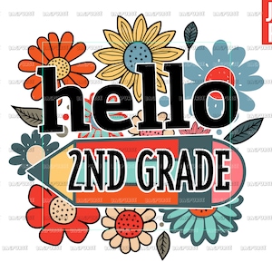 Tweede klas PNG-| Tweede klas bloempotlood ontwerp sublimatie | 2e klas Meisje Terug naar school shirt | Clipart afdrukbaar bestand