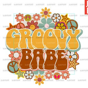 Groovy Babe PNG, Retro Groovy Designs, File PNG for Sublimation Or Print, Instant Digital Download