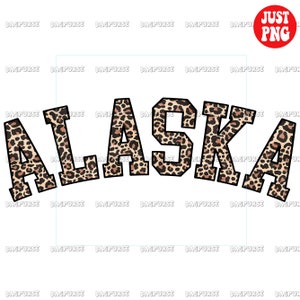 Alaska Leopard Print Sublimation Design, Alaska State PNG File For Sublimation, Instant Download, Letter Leopard Cheetah Print Clipart