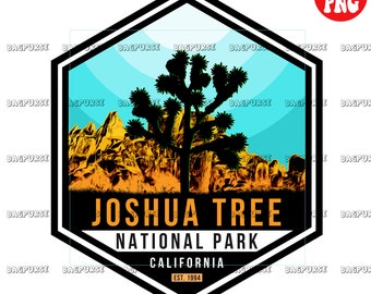Park Narodowy Joshua Tree PNG, plik Joshua Tree Sublimacja lub druk na koszulce, natychmiastowe pobieranie cyfrowe, Clipart