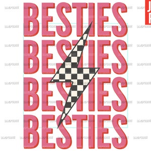 Besties PNG, Best Friend Valentine&#39;s Day, Pink Valentine File Design For sublimation or Print, Digital Download
