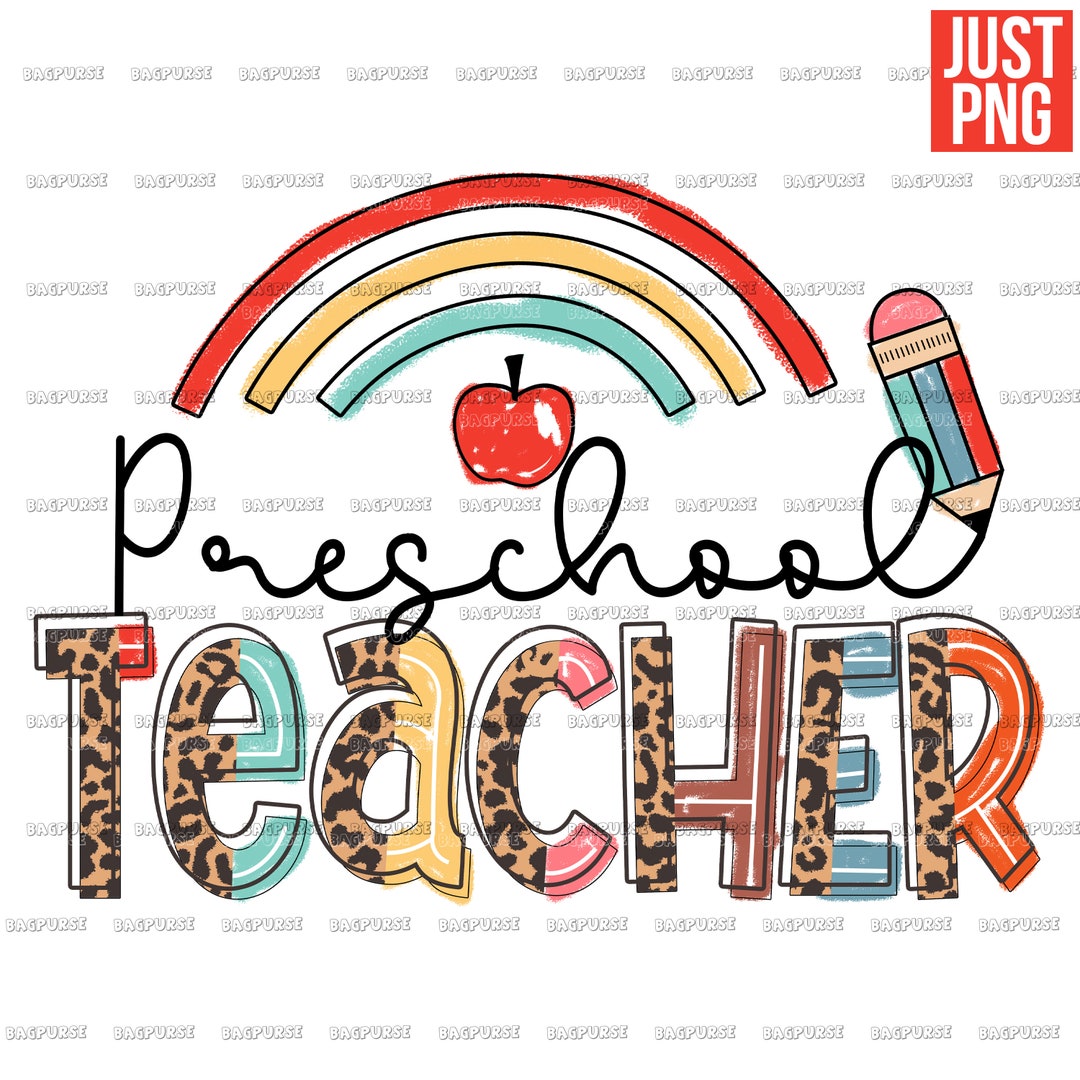 Preschool Teacher, Preschool Teacher PNG, Crayon Rainbow Apple Design ...