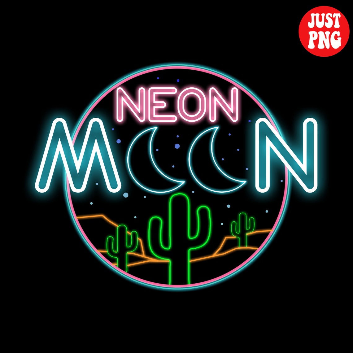 Neon Moon Neon Moon PNG Neon Moon Sublimation Neon Moon Print Neon Moon