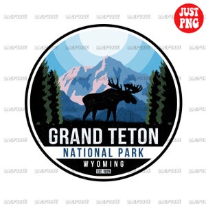 Grand Teton National Park PNG, Retro Design Sublimations, Druckbare Datei, Clipart Downloads, Retro US National Park T Shirt Mug Bag Not SVG