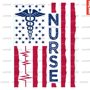 Nurse Flag PNG, Nurse PNG, 4th Of July Nurse Design File For Sublimation Or Print, Digital Download