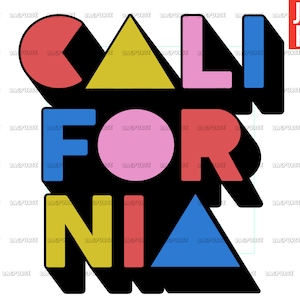 California PNG, California State Design, Typografie, Coloful, bestand voor sublimatie of afdrukken, digitale download