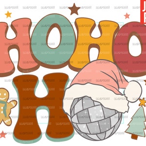 Groovy Christmas PNG, Funny Ho Ho Ho Santa, Retro Weihnachtsdesigns, Datei für Sublimation oder Druck, Digitaler Download