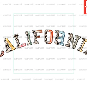 California PNG, California State Design, Half Leopard, Boho, File For Sublimation Or Print, Digital Download