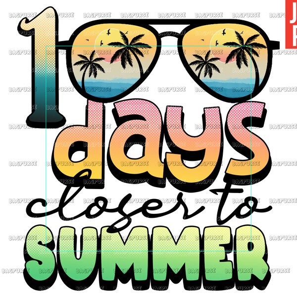 100 Days Closer To Summer PNG, School, Summer Design File for Sublimation Or Print, Digital Download