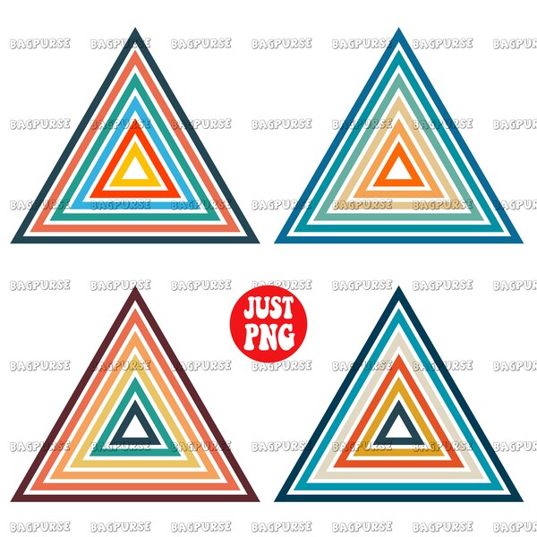 Retro Triangle Striped Design PNG, Vintage Triangle Stripes Rainbow Clipart, Background, Instant Download, Printable File, Sublimation