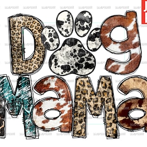Dog Mama, Dog Mom Western Leopard PNG Design Sublimation, Clipart, Instant Digital Download