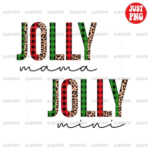 Jolly Mama and Mini, Jolly Mama PNG, Jolly Mini PNG, Holly Jolly Christmas Paid Leopard Design, Clipart, Instant Download