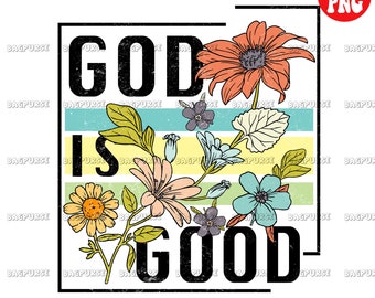 Retro sublimation, God Is Good PNG, Christian T Shirt Design, Christian Clipart, Retro Christian Printable File, DTG Printing Art