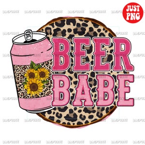 Beer Babe PNG, Beer Babe Sublimation, Clipart, Instant Digital Download, Beer Babe Leopard Sunflower Design