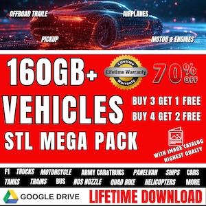 160+GB Vehicles STL MEGA Pack: 3D Printing Models - Airplanes, Cars, Tanks