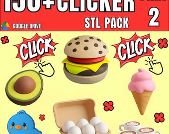 Kawaii Fidget Clicker STL Pack | 3D Print Toys, Keychains (Digital Download)