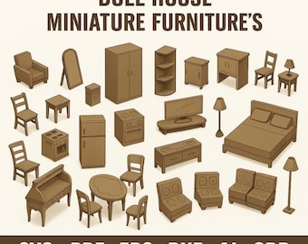 Laser Cut Dollhouse Furniture SVG | 3mm Miniature Furniture Plans Digital Download