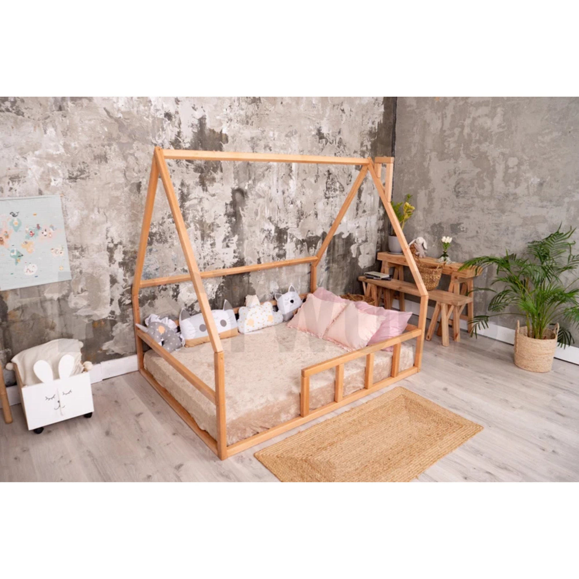 Twin Floor Bed Busywood Floor Bed Montessori Bed Toddler Bed Etsy