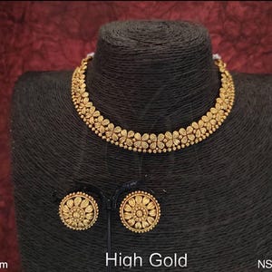 Necklace Set Antique Gold South Indian Temple Jewelry Kerala traditional