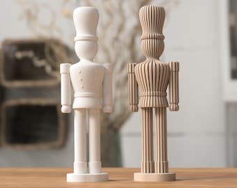 Modern 3D Printed Nutcracker – Ribbed or Fuzzy, Holiday Decor