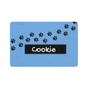 Personalized Pet Food Mat: Custom Paw Print Design, Non-Slip