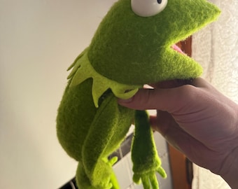 Figura de peluche vintage de Kermit de los Muppets de 1976, etiquetas adjuntas - PRECIO REDUCIDO