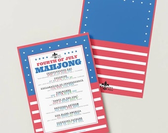 Tarjeta de Mahjong del 4 de Julio - DESCARGA INSTANTÁNEA