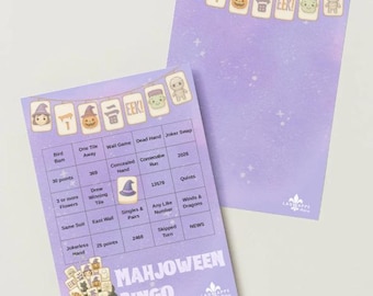 Mahjoween Bingo Card: Halloween Mahjong Party Game (Instant Download)