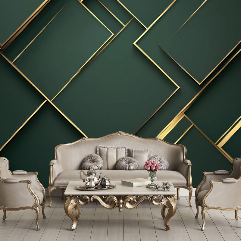 Green Geometric Wallpaper - Etsy