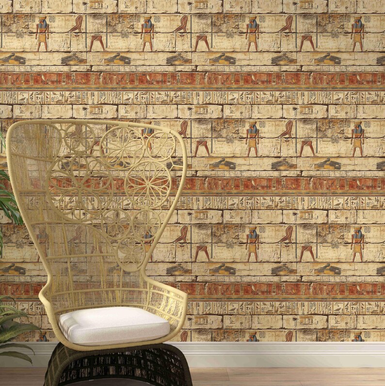 Ancient Egyptian Peel and Stick Wallpaper, Hieroglyphic Wall Mural ...