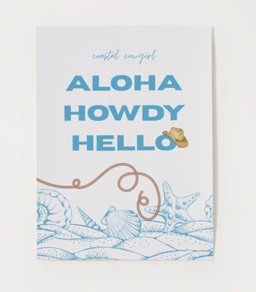 Aloha Howdy Hello Coastal Cowgirl White Background Poster Digital ...