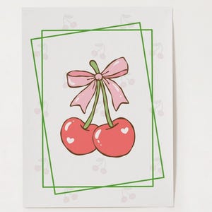 Bow and Cherries Poster Digital Download