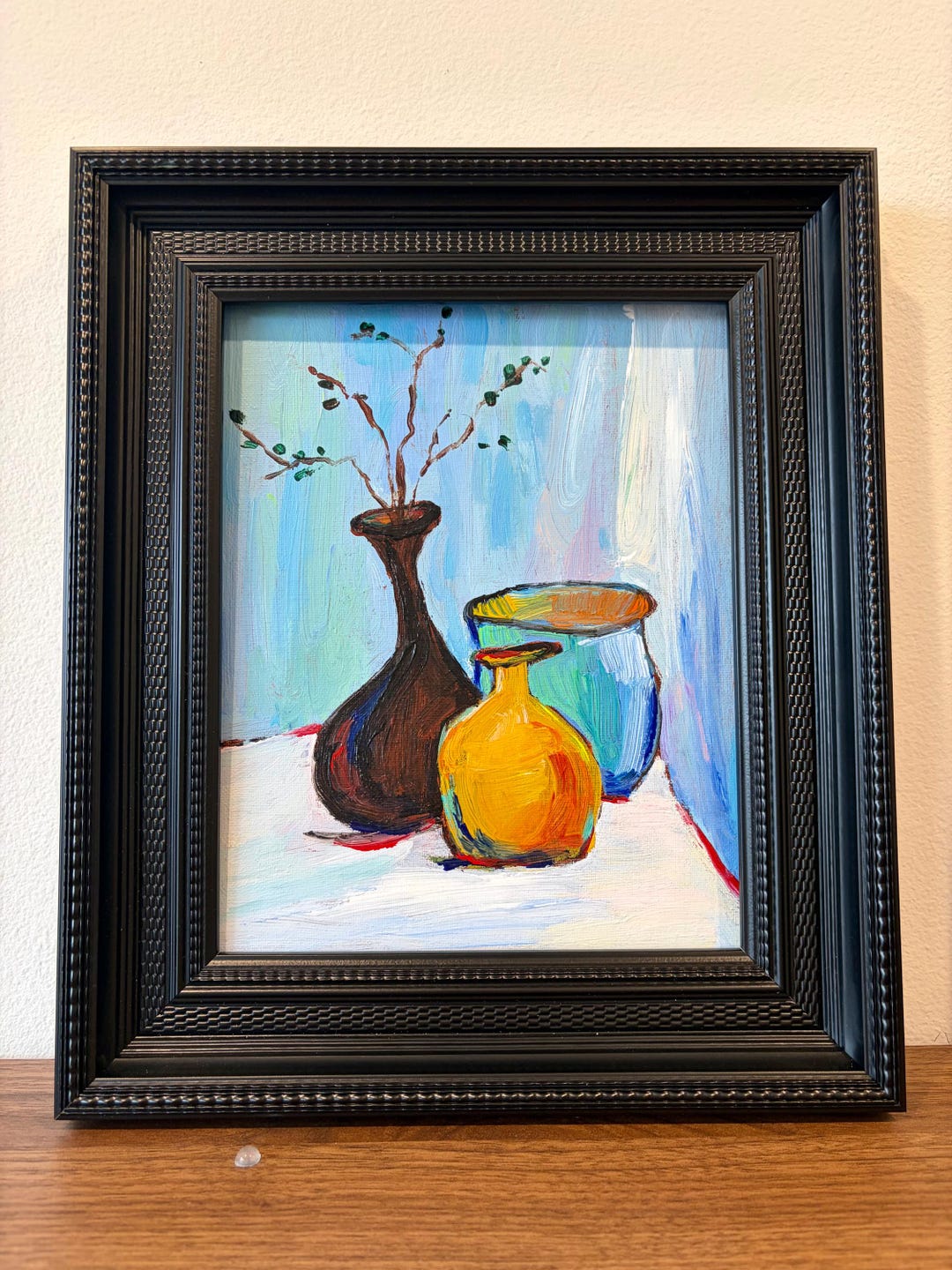 Original Acrylic Still Life Painting 8x10, Minimalist Vase Composition ...