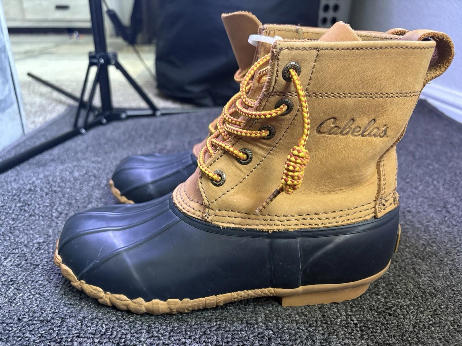 Cabelas Duck Boots Wemons Brown Steel Shank Lace up High Top 
