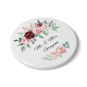 Personalized Floral Ceramic Coaster Set - Perfect Wedding Gift, Home Decor, Kitchen Accessory, Housewarming Gift, Party Favor