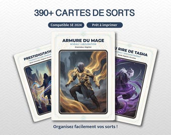 FR - Printable D&D 5.5 2024 Spell Cards in French (390+) PDF – RPG, Download - Role-Playing Game (French Version) - Wizard, Bard, Ranger