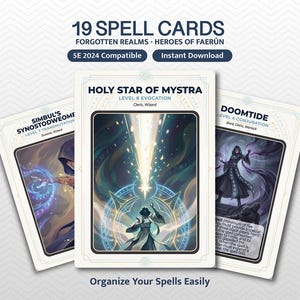 D&D Spell Cards (2024 Edition) | Illustrated Spell Deck | Dungeons and Dragons Accessory | Poker Size | Forgotten Realms Expansion | Magic