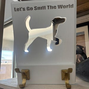 Custom white with Dog Leash Holder with two hooks | Personalized Wooden Leash Hanger | Handmade Pet Hook for Home Decor | Veteran-Owned Shop