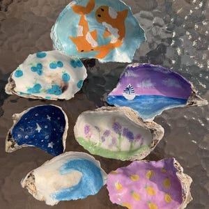 HAND PAINTED oyster ring dishes