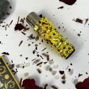 Sunshine Girl - Yellow Crystal Refillable Lighter | Handmade Bling Lighter
