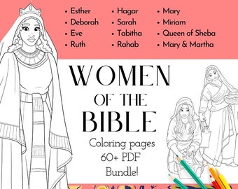 Women of the Bible Coloring Pages and Bible Study Guide for Girls, Tweens, or Teens - Over 60 pages! Printable PDF Digital Download