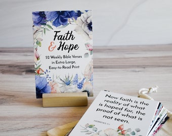 A Year of Faith & Hope Scripture Memory Verse Cards | Set of 52 | Easy-to-Read Extra Large Print! | Christian gift for Grandmother