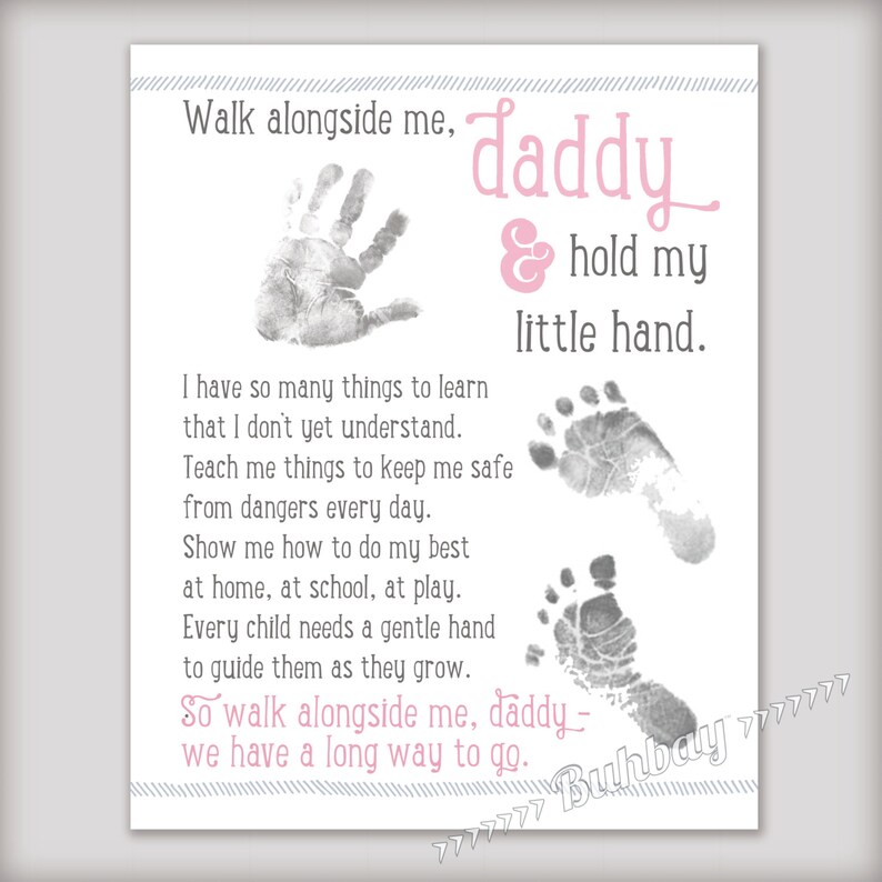 Walk Alongside Me, Daddy Art Print Add your Baby's Prints Unique DIY First Fathers Day Gift from Baby New Dad Gift image 2