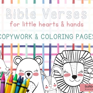 Bible Verses for Little Hearts & Hands Handwriting Practice and Coloring Pages PDF Digital Download