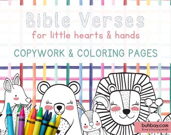 Versículos de la Biblia para corazoncitos y manos Práctica de escritura a mano y páginas para colorear Descarga digital en PDF