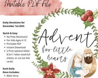 PRINTABLE Advent Scripture Devotions for Kids and Families PDF FILE *Instant Digital Download*