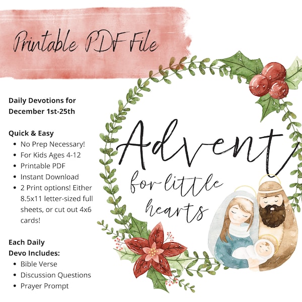 PRINTABLE Advent Scripture Devotions for Kids and Families PDF FILE *Instant Digital Download*